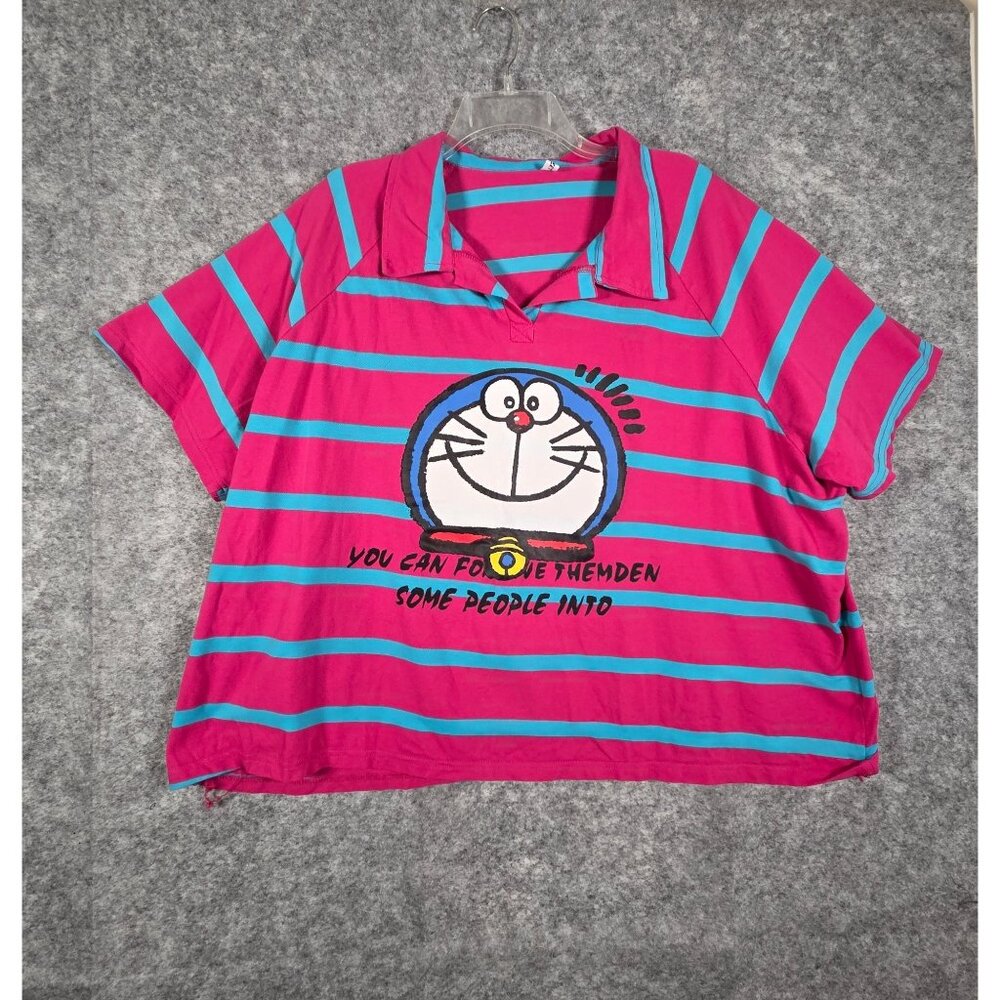 Sweet Women's Two-Piece Pajama Set Pink  blue stripes Size M